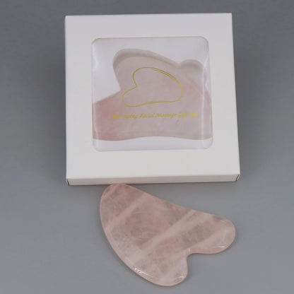 Natural Stone Gua Sha Massage Board Pink Rose Quartz Amethyst Guasha Plate Jade Face Massager Scrapers Tools for Neck Back Body