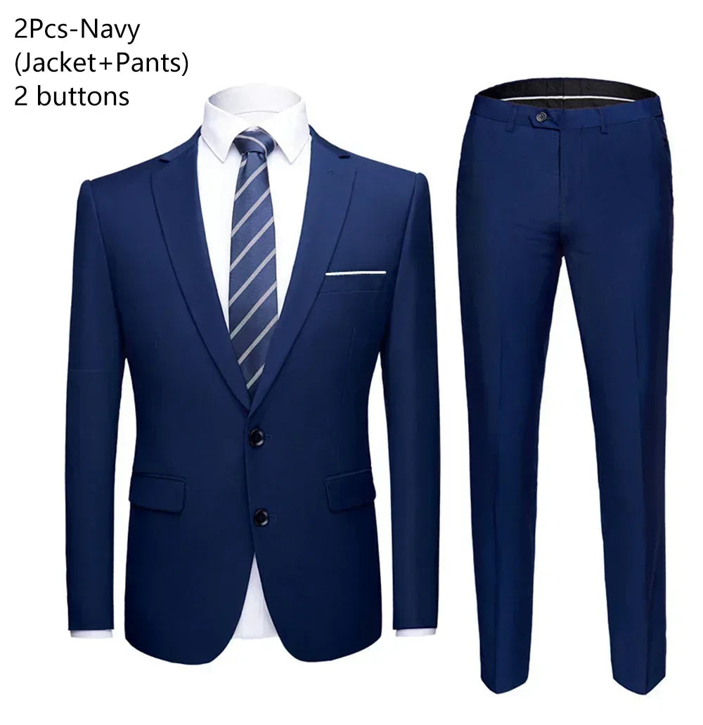Suit Men Elegant For Wedding 3 Pieces 2 Set Jackets Vest Pants Blazers Groom's Formal Full Business Coats 2025 Costume