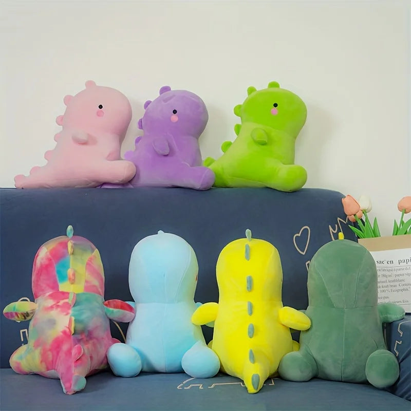Color dinosaur plush toy,Squishy Dinosaur Doll Plush Toy, Sitting Soft Dino Plushie Colorful Little Cartoon Kawaii Animal Peluch