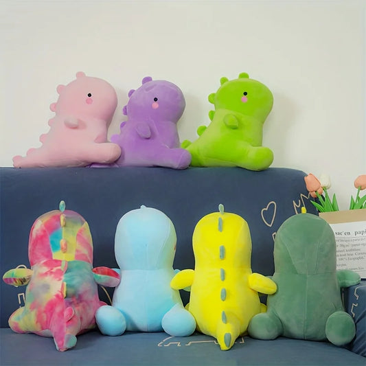Color dinosaur plush toy,Squishy Dinosaur Doll Plush Toy, Sitting Soft Dino Plushie Colorful Little Cartoon Kawaii Animal Peluch