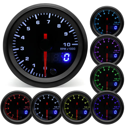 2" 52mm 7 Color LED Dual Display Gauge Boost PSI Boost BAR Water / Oil Temp Oil Pressure Voltmeter Air Fuel Ratio EGT Tachometer