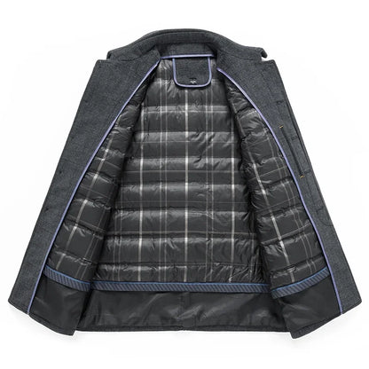2024 Autumn and Winter Wool Coat Men's business Casual Trench Coat Men Woolen Coats Winter Coat with a down inner liner Men