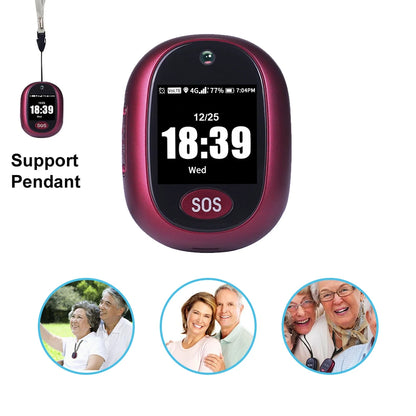Elderly GPS Tracking Pendant 4G SIM GPS Watch IP67 Waterproof SOS Tracker Device HD Camera Call Health Management Locator