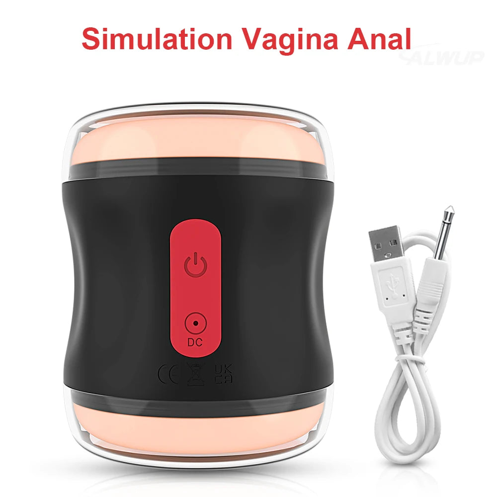 Automatic Male Masturbator Vibrating Men Open-ended Pocket Pussy Masturbation Cup Soft Silicone Adult Goods Sex Toy for Men