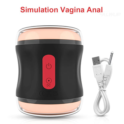 Automatic Male Masturbator Vibrating Men Open-ended Pocket Pussy Masturbation Cup Soft Silicone Adult Goods Sex Toy for Men