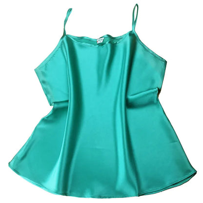 100% mulberry silk, silk, satin, breathable candy color, short backing, small suspender vest for women.