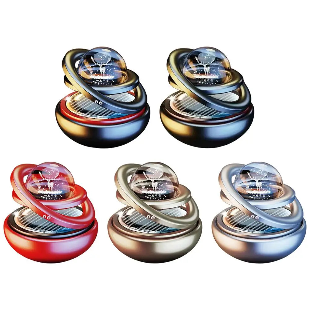 Car Solar Aromatherapy Ornaments Car Double Suspended Crystal Ball Rotating Aromatherapy Perfume Ornaments Creative Ornaments