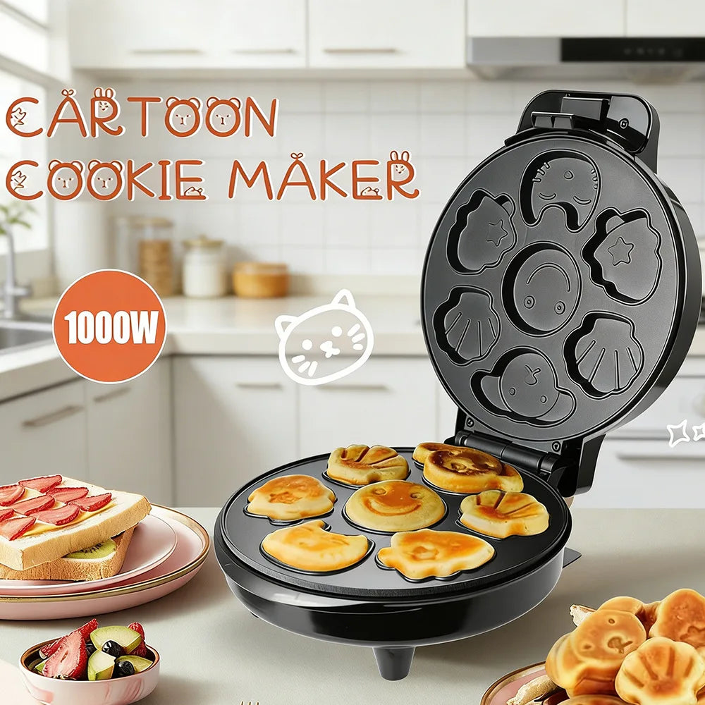 Cross-border European Standard 7-Hole Children's Cartoon Cake Maker Household Cookie and Biscuit Baking Machine 1000W