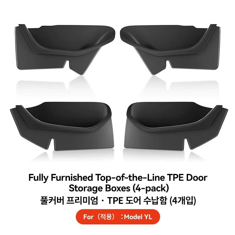YZ For Tesla Model 3/Y/YL Highland Juniper Car Door Side Storage Box Front Rear Side TPE Door Storage Organizer Tray Accessories