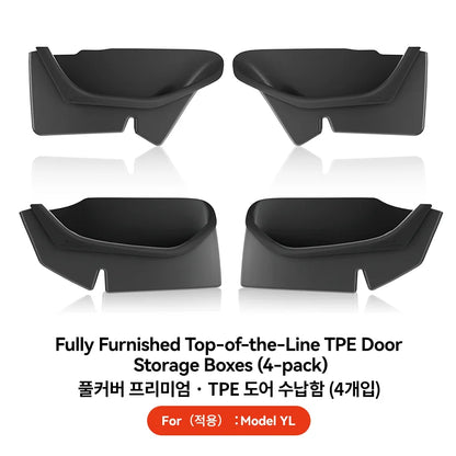 YZ For Tesla Model 3/Y/YL Highland Juniper Car Door Side Storage Box Front Rear Side TPE Door Storage Organizer Tray Accessories