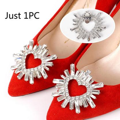 1PC Shiny Shoes Clips Crystal Wedding Bride Shoes Decoration Women High Heel Charms Rhinestones Buckle Shoes Accessories