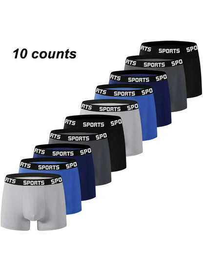 10PCS Sports Men's Underwear Casual Daily Stretch Men's Boxers Comfortable Breathable Four Seasons for Underwear Combination