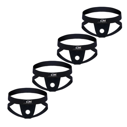 Pack 4 Jockstrap Men Y2K Cock Ring Hole Thong Sexy Faux Leather Underwear Cockring Underpants Wide Waistband Low Rise