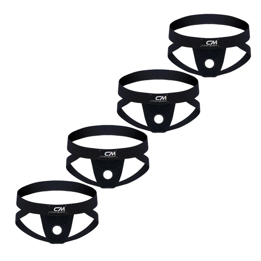 Pack 4 Jockstrap Men Y2K Cock Ring Hole Thong Sexy Faux Leather Underwear Cockring Underpants Wide Waistband Low Rise