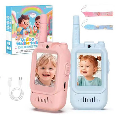 2PCS Kids Video Walkie Talkies USB Charging Indoor and Outdoor High Definition Intercom Children's Toys Birthday Gifts Ages 3-12