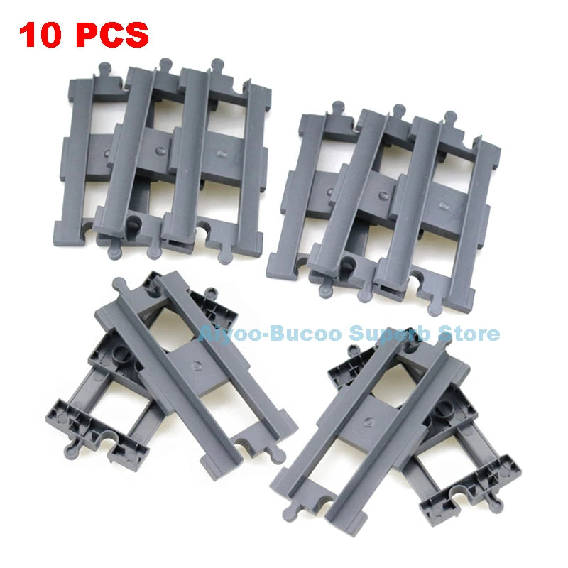 Big Size Building Blocks Train Railway Transport Set Track Parts Electric Locomotive DIY Assemble Interaction Toys For Children