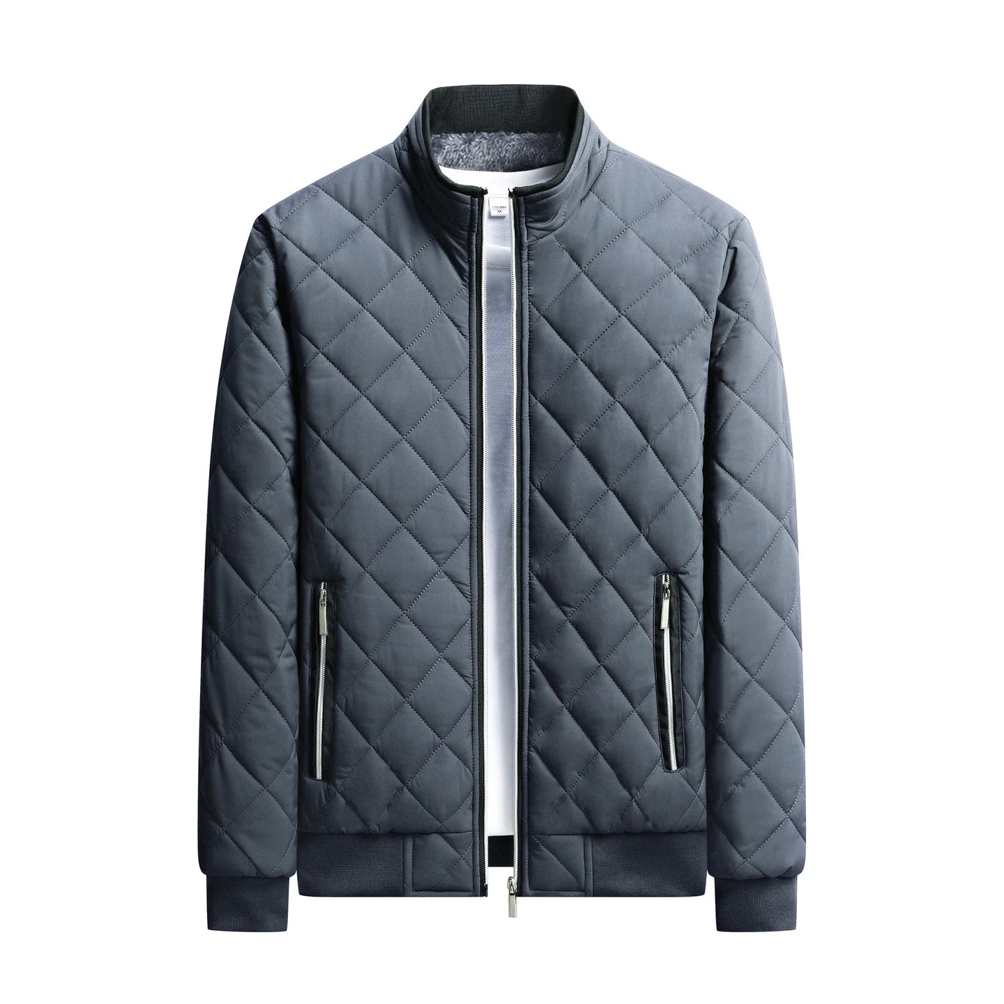Men's Winter Thickened Fleece Lined Cotton Jacket Casual Stand Collar Long Sleeve Zipper Closure  Color Warm Outerwear