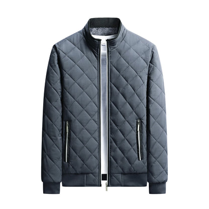 Men's Winter Thickened Fleece Lined Cotton Jacket Casual Stand Collar Long Sleeve Zipper Closure  Color Warm Outerwear