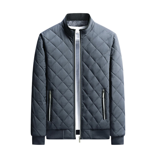 Men's Winter Thickened Fleece Lined Cotton Jacket Casual Stand Collar Long Sleeve Zipper Closure  Color Warm Outerwear