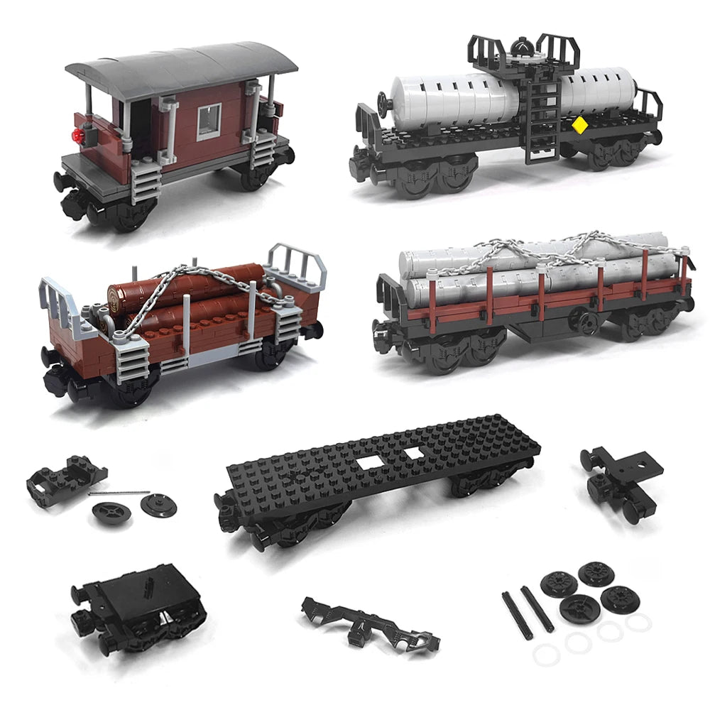 City Train Building Blocks DIY Modified Accessories, Creative MOC Assembly Track Train Carriage Expansion Set, Base, Wheel Parts