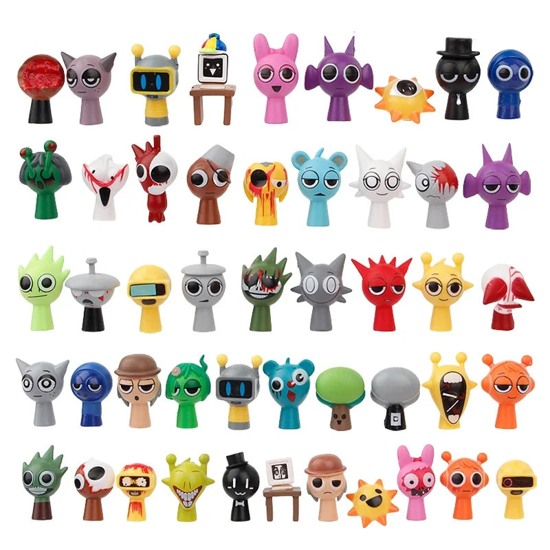 48pcs/Set Mini Sprunki Action Figure Toy Cartoon Movie Sprunki Wenda Model Doll Figurines Fans Gift