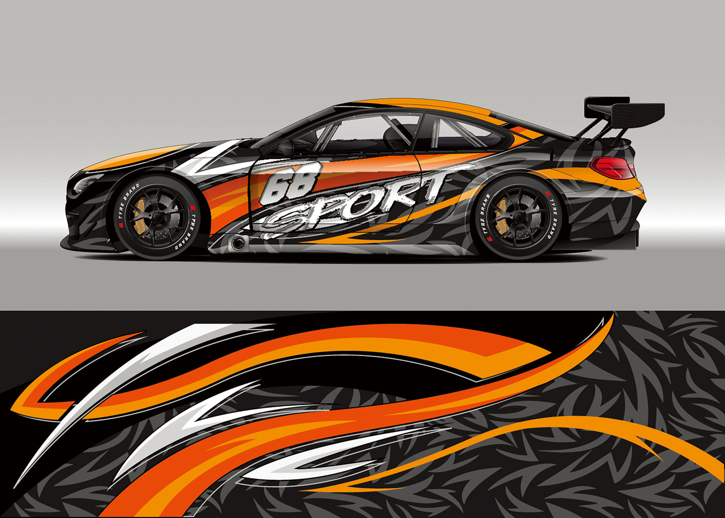 Full Body Racing Car Graphic Decal Vinyl Wrap Modern Design Vector Image Car Full Wrap Sticker Decorative Car Decal 300*60cm