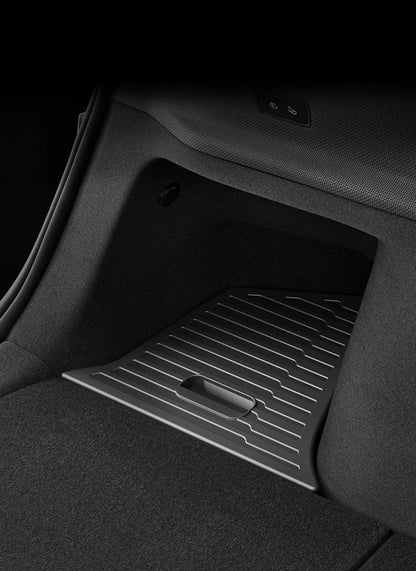 For Tesla Model Y Juniper Trunk Organizer Side Storage Box Bin Organizer Flocked TPE Mat Anti-dirty 2025 2026 Travel Accessories