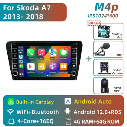 Jundof 2 Din Android 13 Car Radio For Skoda Octavia 3 A7 2013-2018 Multimedia Video Player 4G WiFi Navigation Carplay Head unit