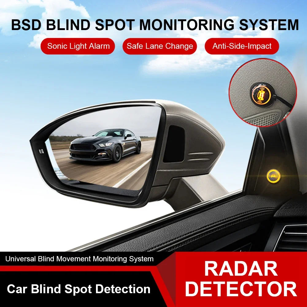 BSD Car Blind Spot Detection/Parking Sensor Waterproof Warning Light Monitor System Assist Lane Changing Automotive Accessories
