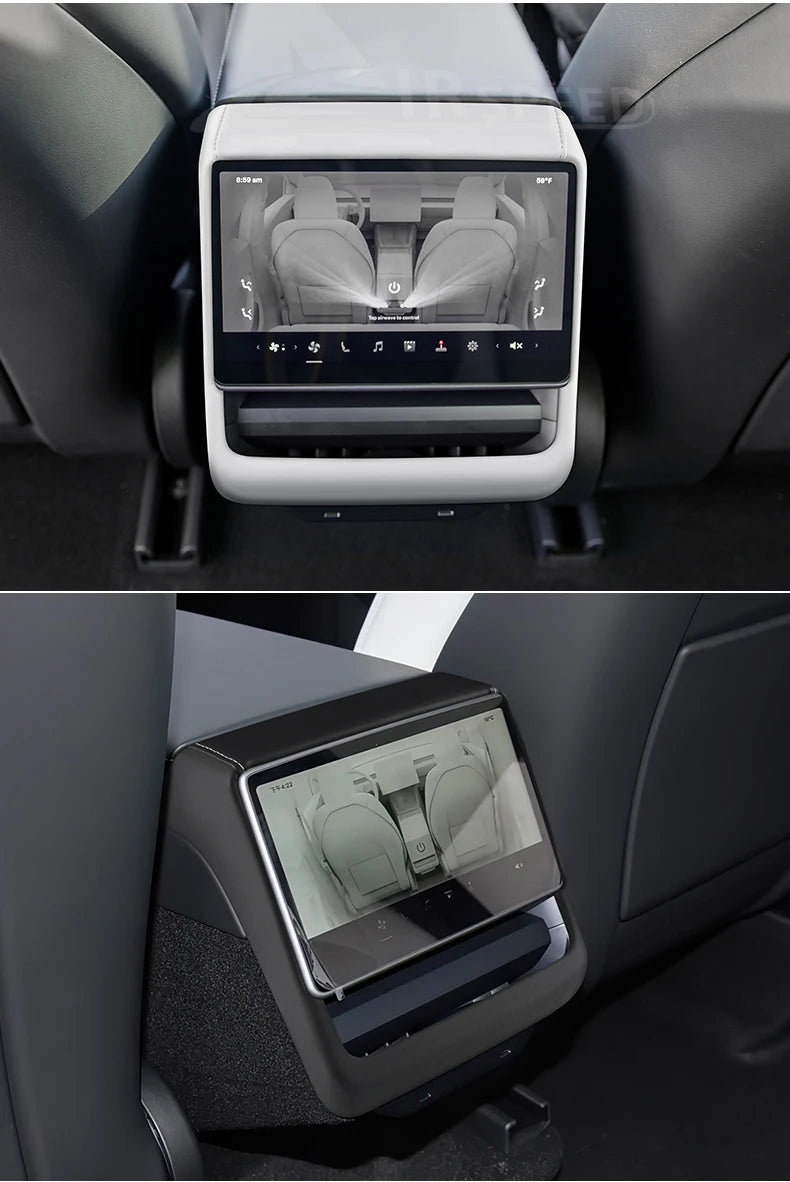 Leather Rear Screen Frame Protective ABS Cover for Tesla Model Y Juniper Launch 2025 2026 2027-Up Model 3 Highland 2024-UP Trim