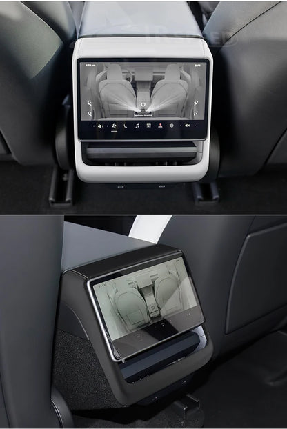 Leather Rear Screen Frame Protective ABS Cover for Tesla Model Y Juniper Launch 2025 2026 2027-Up Model 3 Highland 2024-UP Trim
