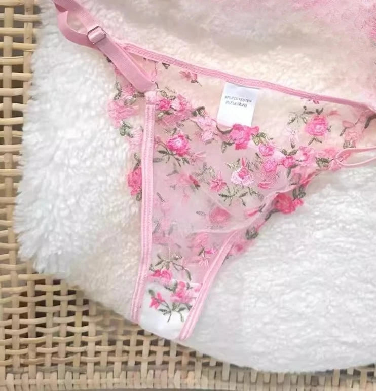 Sexy French Lingerie Set Floral Embroidery Sheer Mesh Bra with Soft Underwire Comfort Support for Large Bust CA S-XL MOYISU Bras