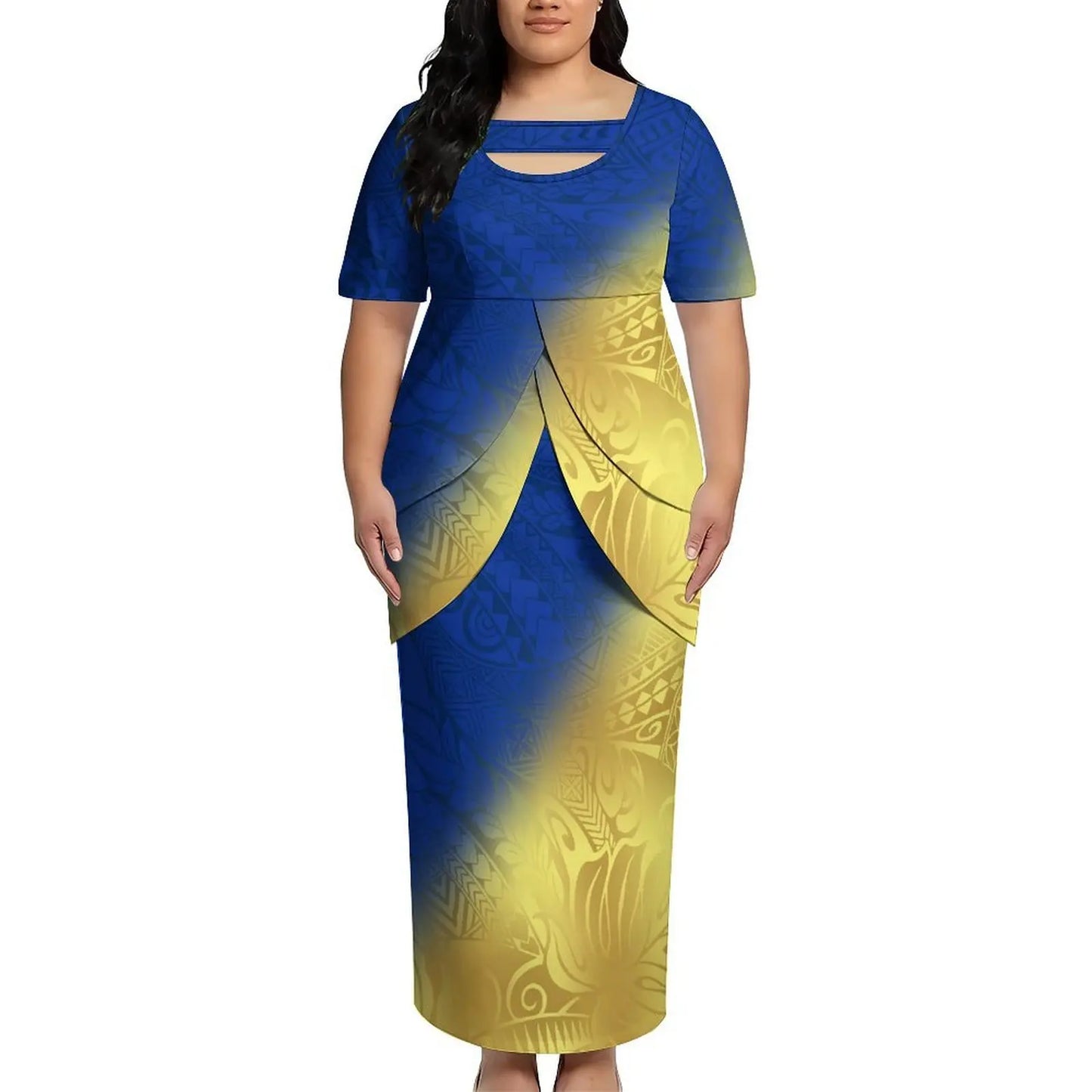 Puletasi New Design Short Sleeved Long Dress Customized Top And Skirt Knee Length Dress Party Top And Skirt Soft Fabrics