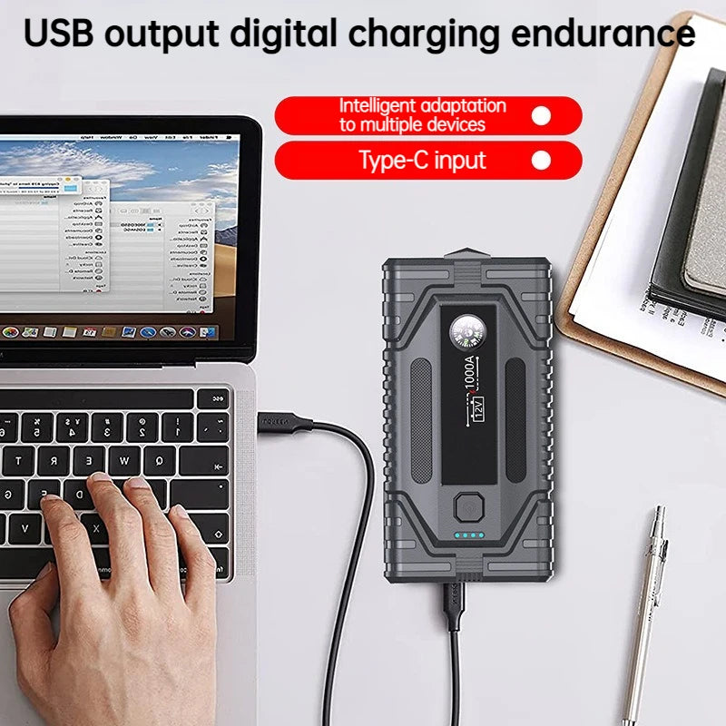 CEYYOR Portable Jump Starter Power Pack With LED Lights and USB Ports.12V Booster Jump Starter Car Battery Starting Device