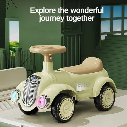 Ride On Car for Toddlers Classic Ride On Train Sliding Car with Sound & Light Under Seat Storage Retro Toys for Kids Boys Girls