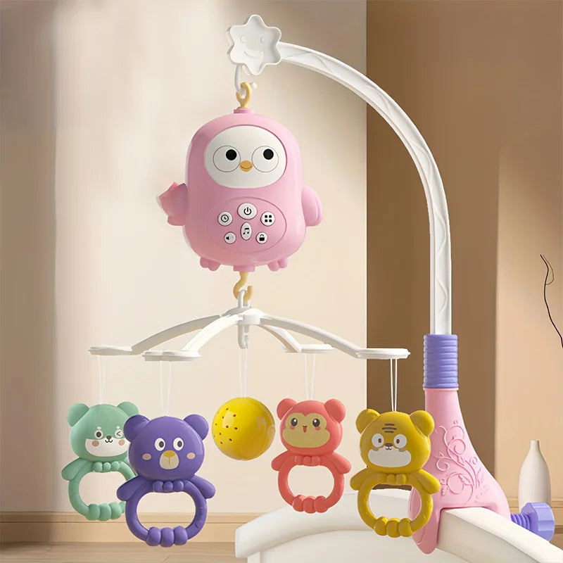 360° Sheep Musical Baby Crib Mobile Rotating Soft Light Bed Bell Toy Four Speed Timming Hanging Infant Newborn Bedside Gift