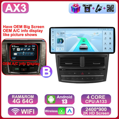 12.3" 2Din DSP Android 14 Car Radio Intelligent System For LEXUS IS200 IS220 IS250 IS300 IS350 2006 - 2012 Carplay Auto Navi HU