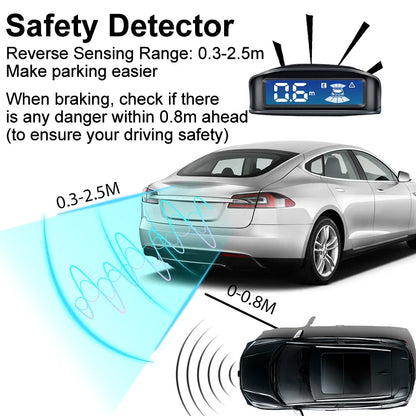 LCD Monitor 4 Sensor Radar Detection System 12 Color Backlight Display 12V Parking Sensor Reverse Assist Kit