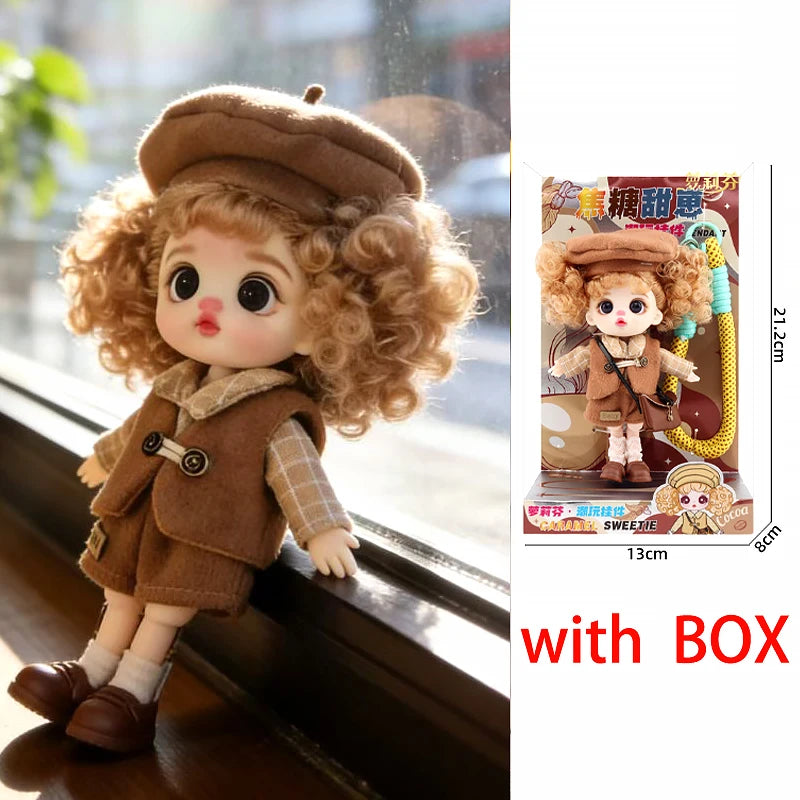 13cm Bjd Doll Trendy Collectible Toy Four Series Styles Changeable Outfit Phone Backpack Pendant Free Dopamine Color Lanyard Mul