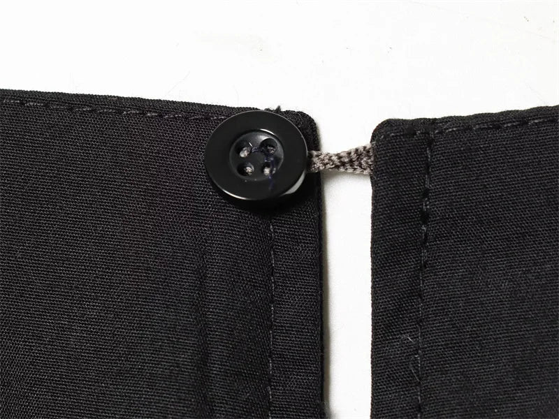 Women's Dress 2026 New Spring Summer Black Pleated Poplin Midi Dress for Women Fashion Stylish Female Dress