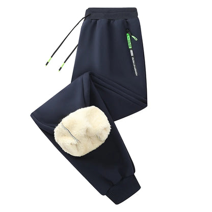 Winter Mens Sweatpants EU Size Thick Warm Fleece Lined Loose Joggers Sportswear Zip Pockets Casual Outdoor Track Pants Plus Size