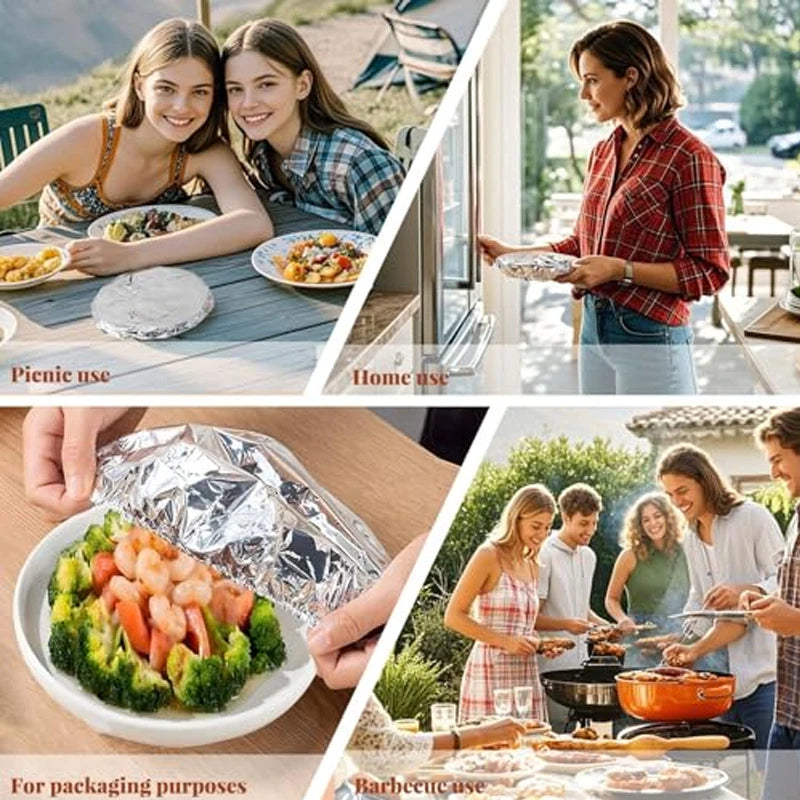 10/20pcs Aluminum Foil Insulation Covers Keep Food Warm Fresh Repeatable Kitchen Food Covers Bowls Plates Adjustable Cling Wrap