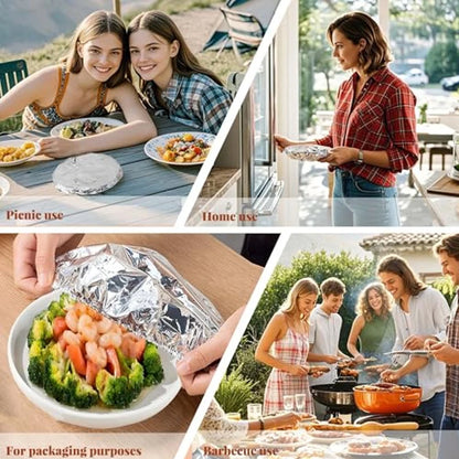 10/20pcs Aluminum Foil Insulation Covers Keep Food Warm Fresh Repeatable Kitchen Food Covers Bowls Plates Adjustable Cling Wrap
