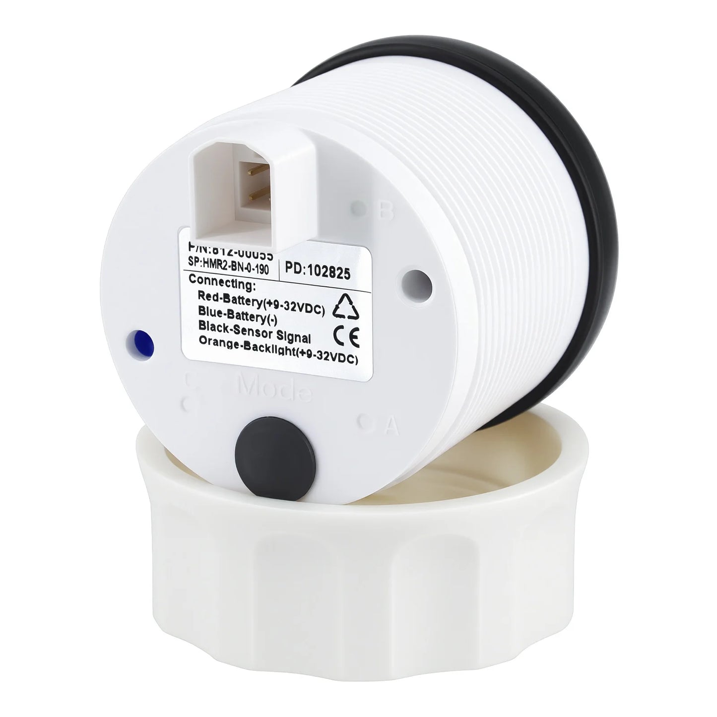 52MM Rudder Angle Indicator with 8 colors backlight Waterproof Rudder Position Gauge with Sensor 0-190ohm for Boat Yacht Marine