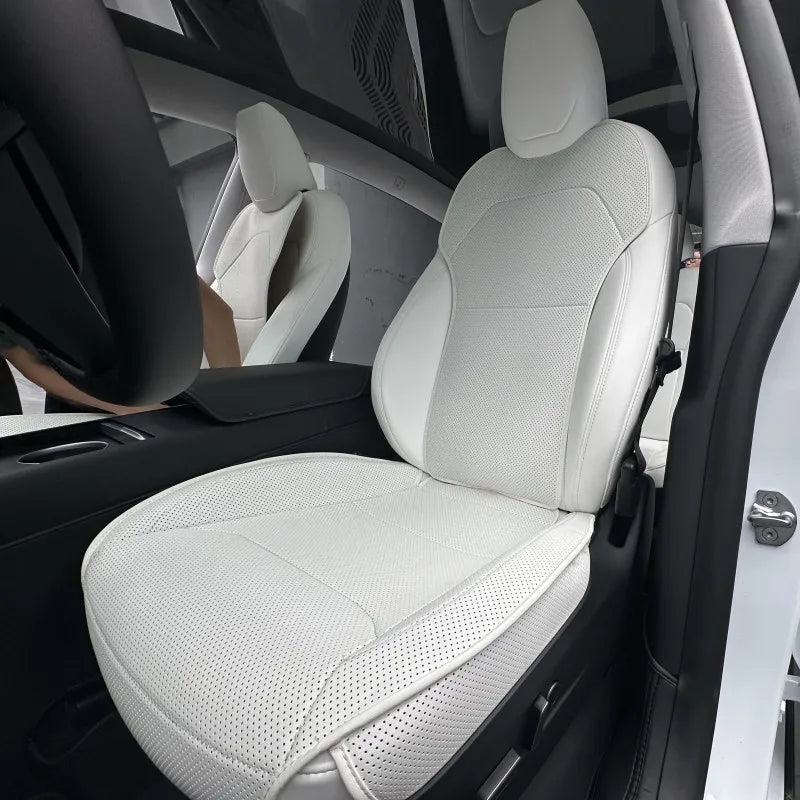 For New Tesla ModelY Juniper 2025  PU Seat Cushion Punching Breathable Universal Split Car Seat Protector Interior Accessories