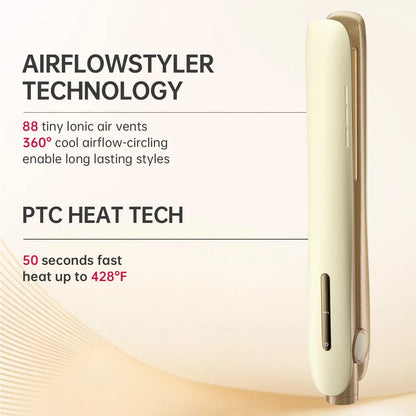 Flat Iron Hair Straightener–Travel 2-in-1 Straightener and Curler, Professional Negative Ion Ceramic Plate for Less Frizz