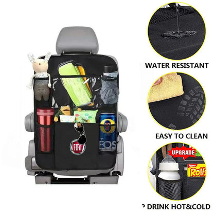 Car Seat Organizer Seat Back Storage Bag Rear Anti-wear Anti-kick Pad For FIAT 500 500C 2012 500X 500L Fiat 695 Car Accessories