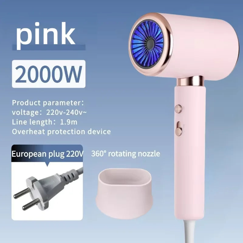 Portable USB Rechargeable Wireless Hair Dryer for Dormitories, High Wind Power for Students