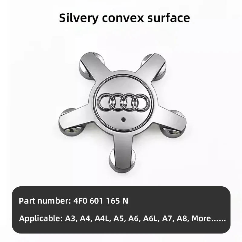 4Pcs Car Wheel Hub Cover Tires Rim Center Replace Cap Decoration Accessories For Audi Q5 A3 A5 A4 A4L A6 A6L A7 A8 Auto Emblem