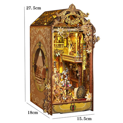 Magical DIY Book Nook Kits Miniature Doll House With LED Light 3D Puzzles Building Wooden Bookshelf Bookend Toy For Adults Gifts